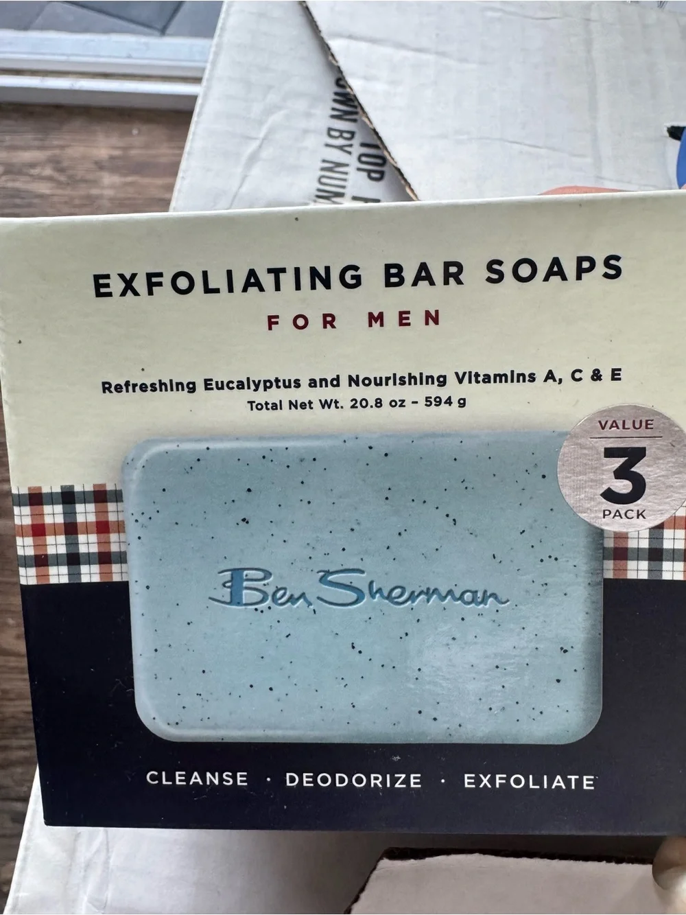 New Ben Sherman Exfoliating Bar Soaps for Men - Light Blue (3 Pack)